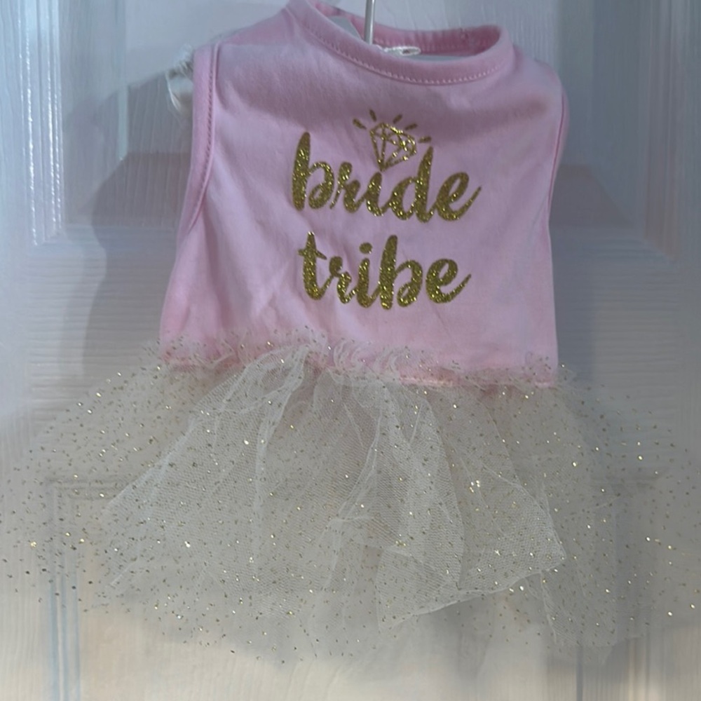 Pink and Gold 'Bride Tribe' Dog Dress
